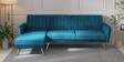 Fidel Velvet RHS Sectional Sofa (3 + Lounger) in Teal Blue Colour