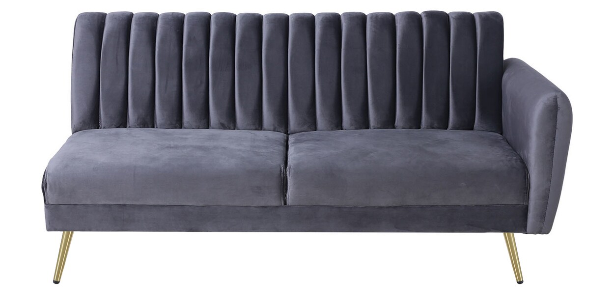 Buy Fidel Velvet Fabric RHS Sectional Sofa In Fossil Grey Colour By ...