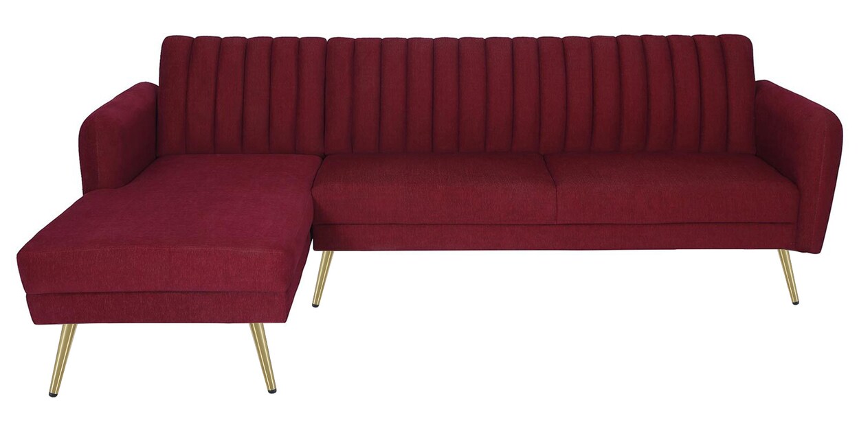 Buy Fidel Fabric RHS Sectional Sofa (3 + Lounger) In Red Colour at 9