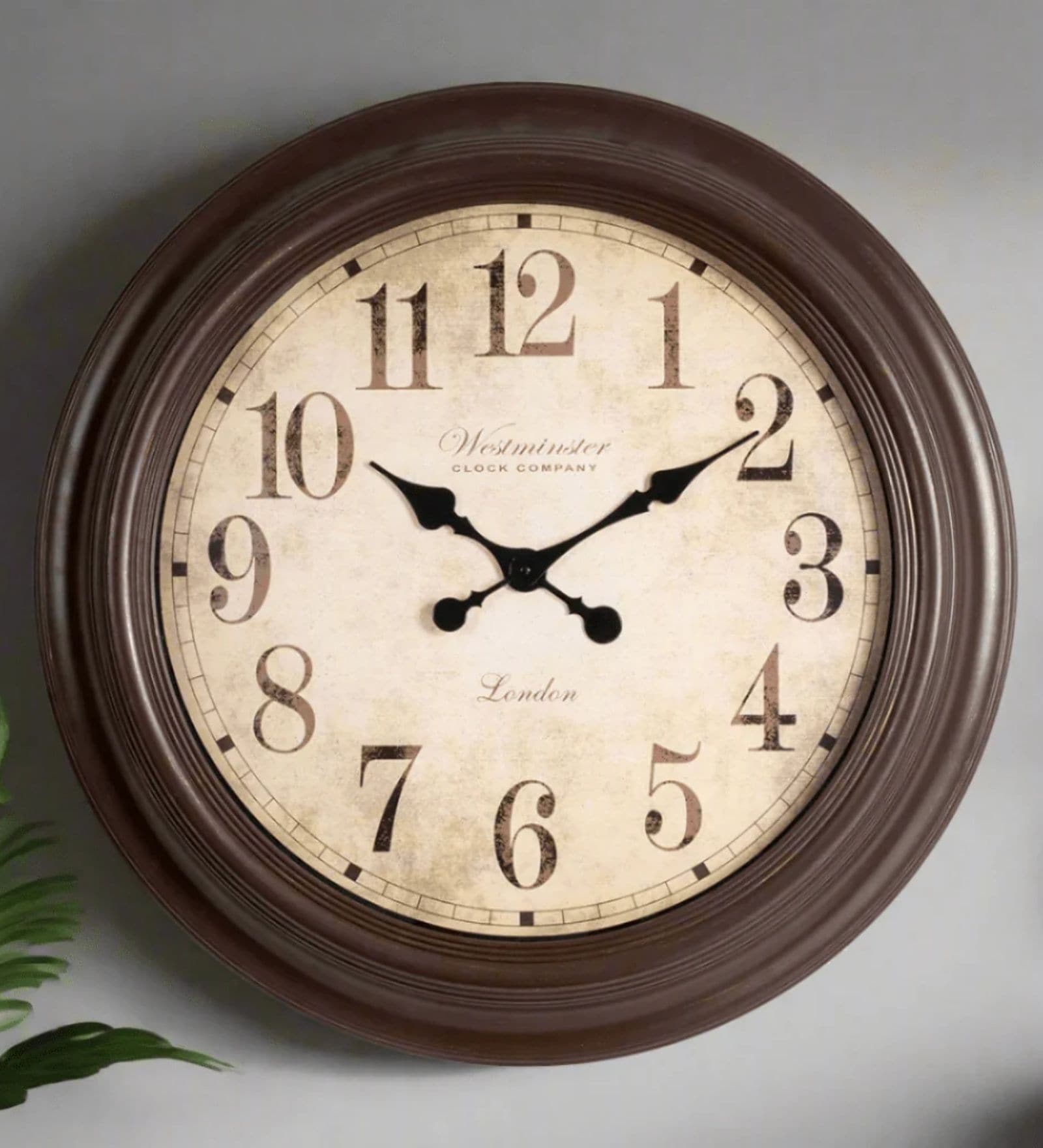 Fiber Wall Clock Numeric Big West Brown 30 Inch