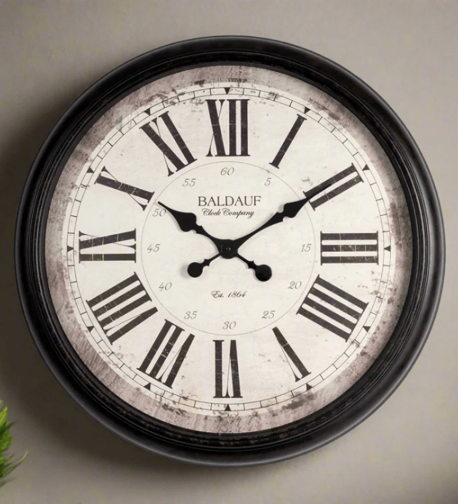 Fiber Wall Clock Roman Big Baldauf Black 30 Inch