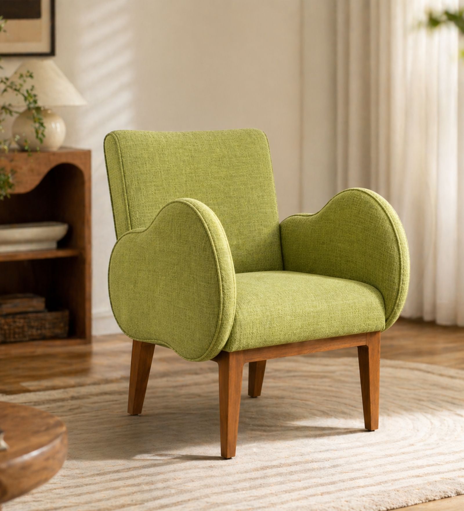 Fibo Arm Chair In Green Colour
