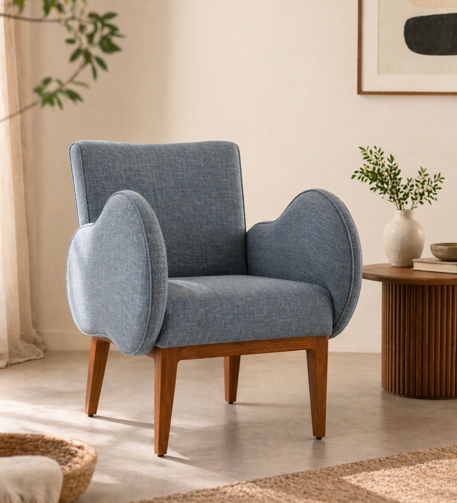 Fibo Arm Chair In Grey Colour