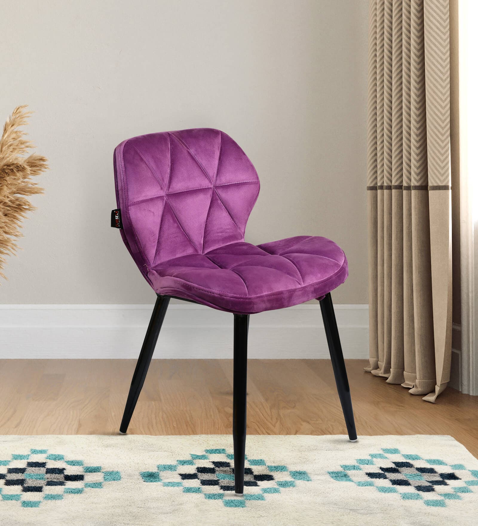 Fiction Velvet Dining Chair in Purple Colour Fiction Velvet Dining Chair in Purple Colour