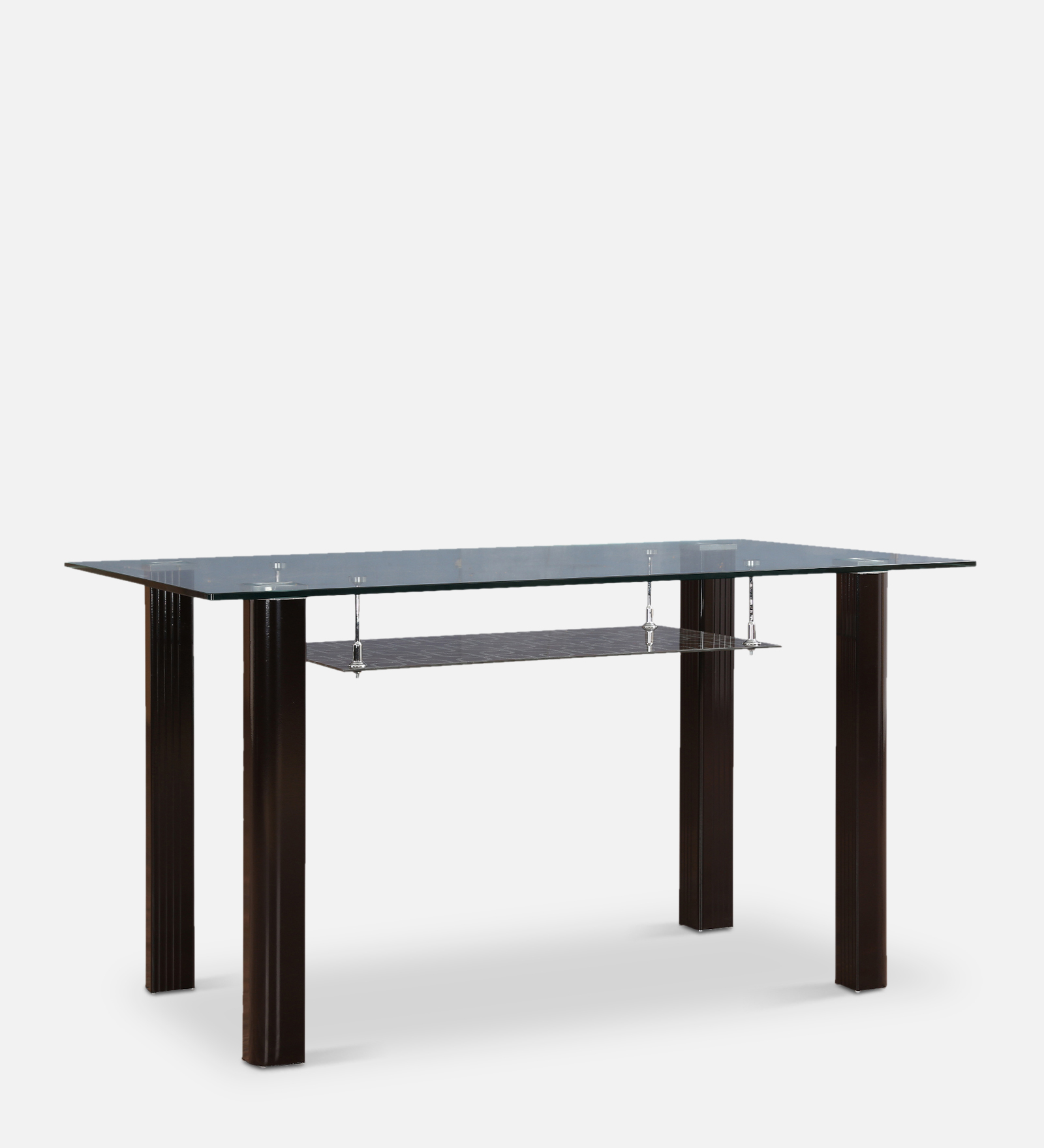 Fiesta 6 Seater Dining Table in Brown Finish with Glass Top