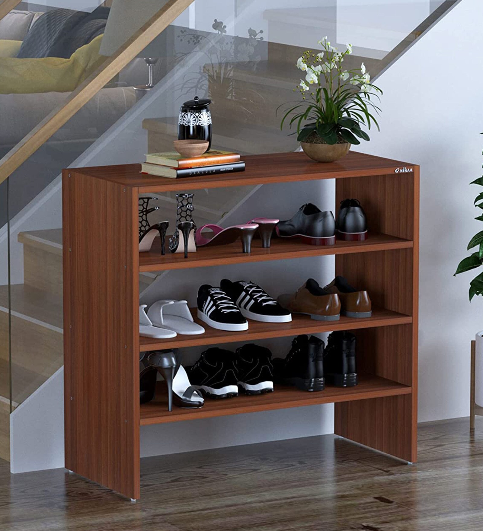 Buy Filaria Open Shoe Rack in Walnut Finish at 35% OFF by Anikaa ...