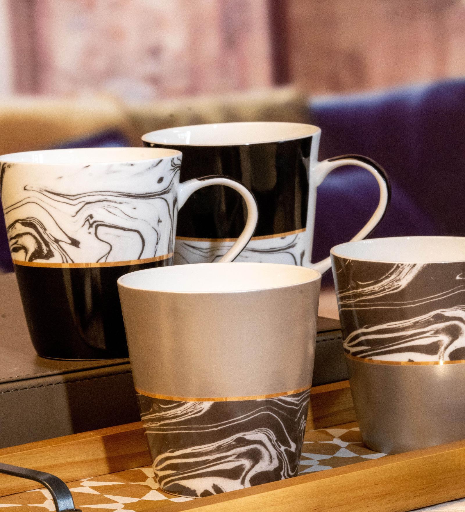 Fine Bone China Large Coffee Mugs (Set of 4pcs)