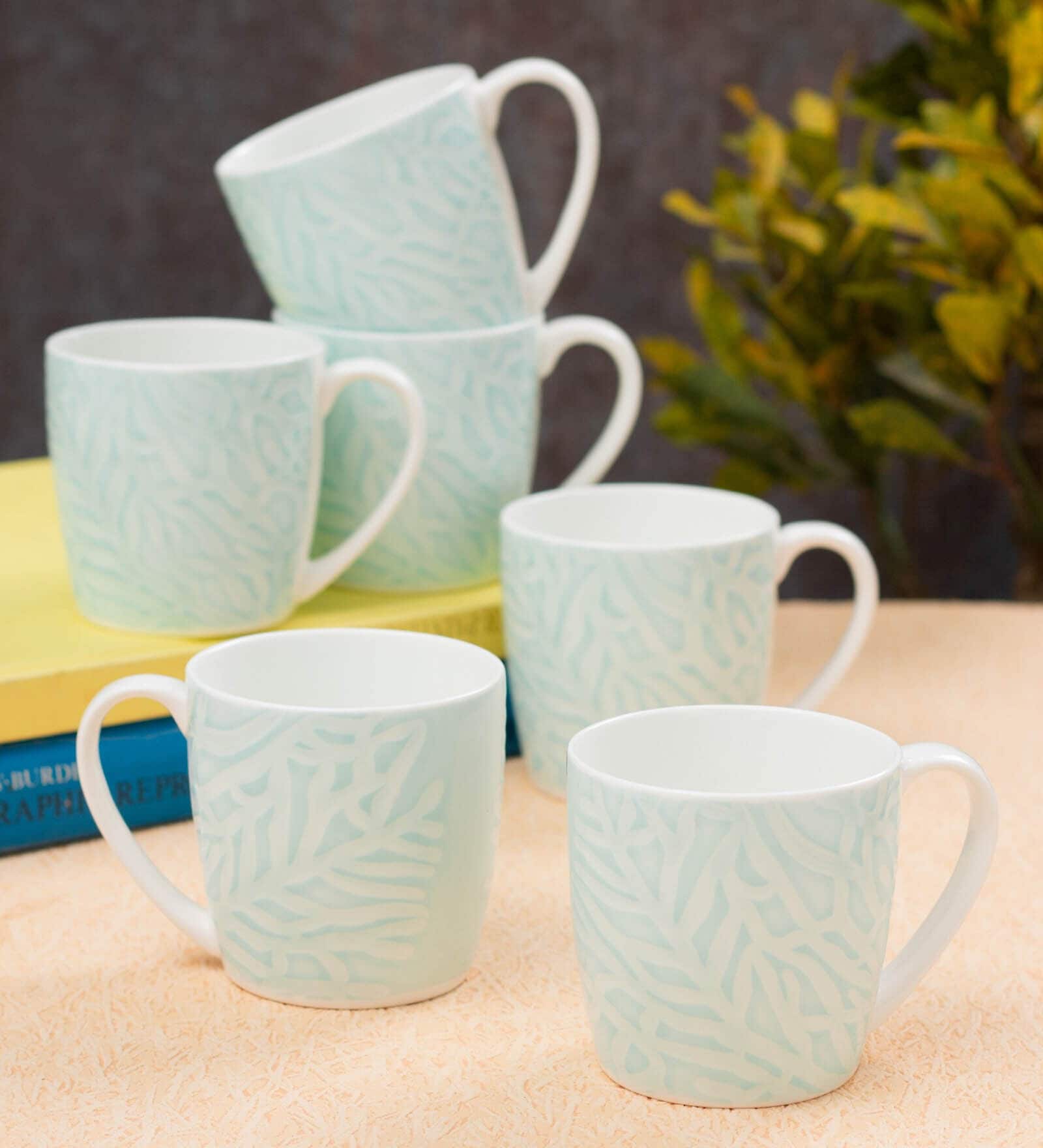 Green Fine Ceramic Alton Vanilla Tea Cup Set Of 6