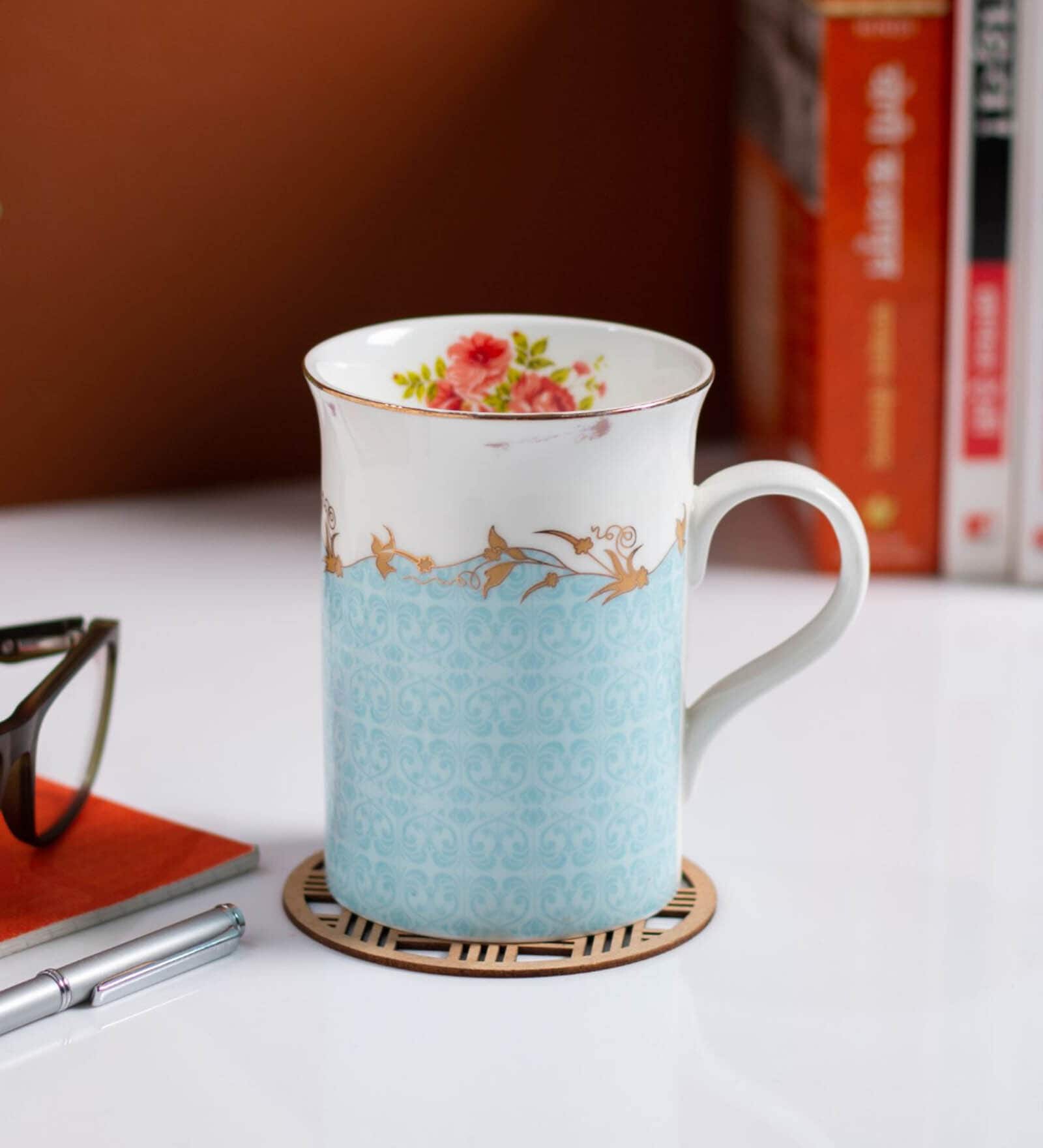 Blue Fine Ceramic Anny Glitiz Milk Mug 2 Piece -340 ml