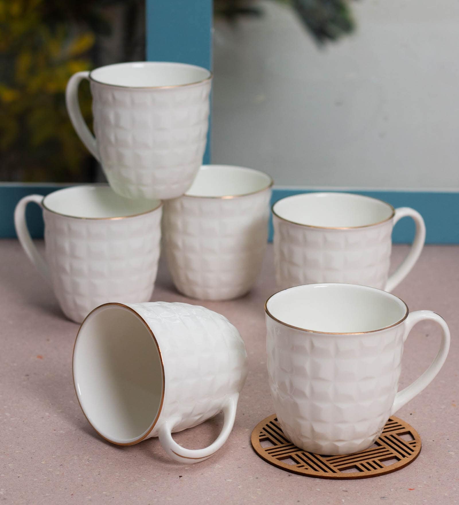 White Fine Ceramic Ario Kohinoor Tea Cup Set Of 6
