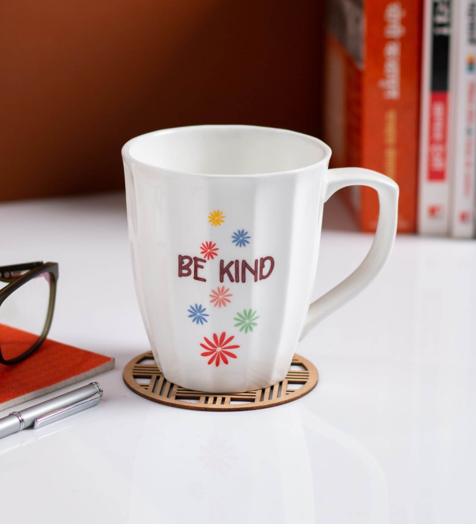 White Fine Ceramic Bingo Procelain Be Kind Milk Mug 1 Piece -430 ml