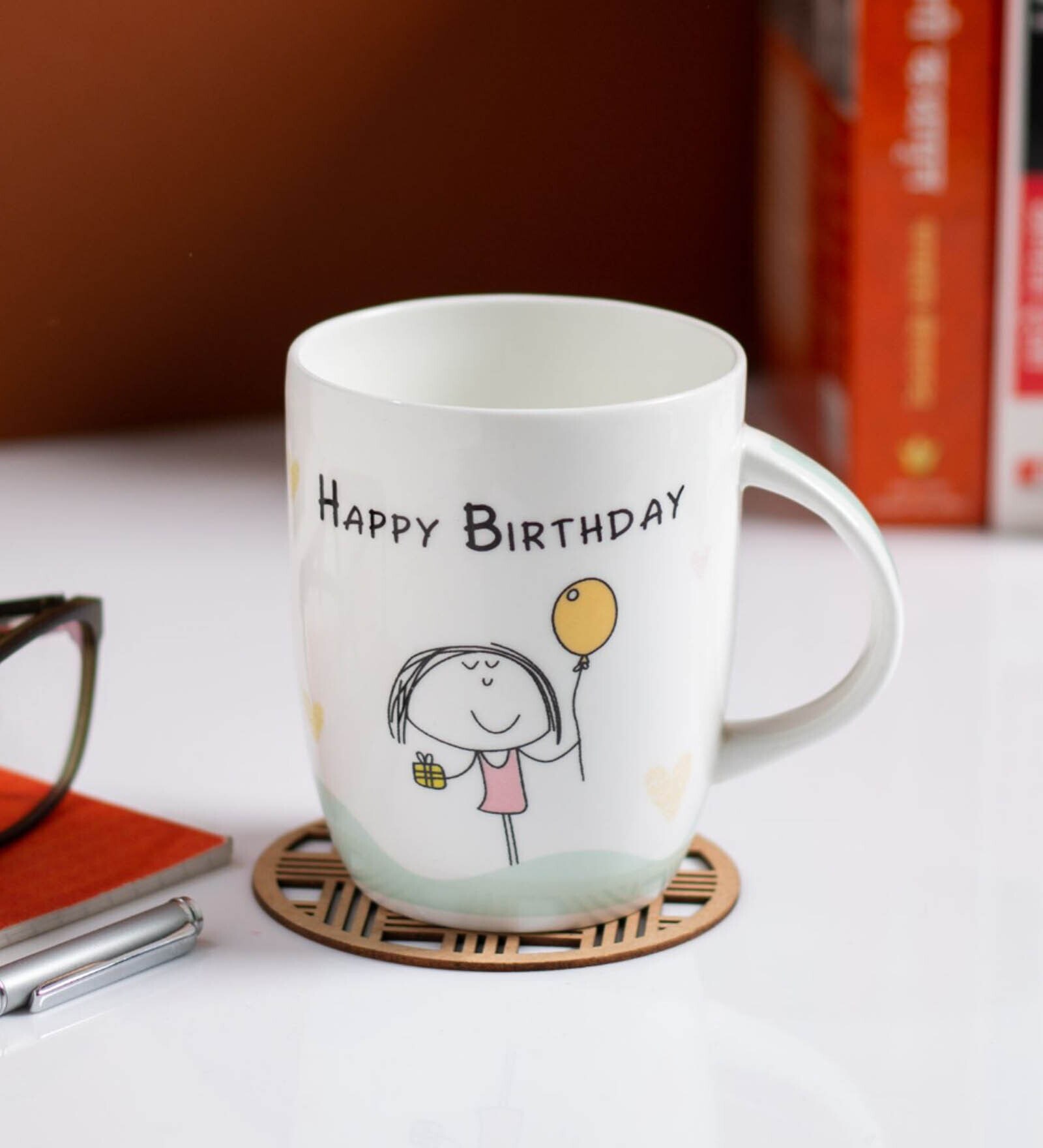 White Fine Ceramic Happy Birthday Milk Mug 1 Piece -370 ml