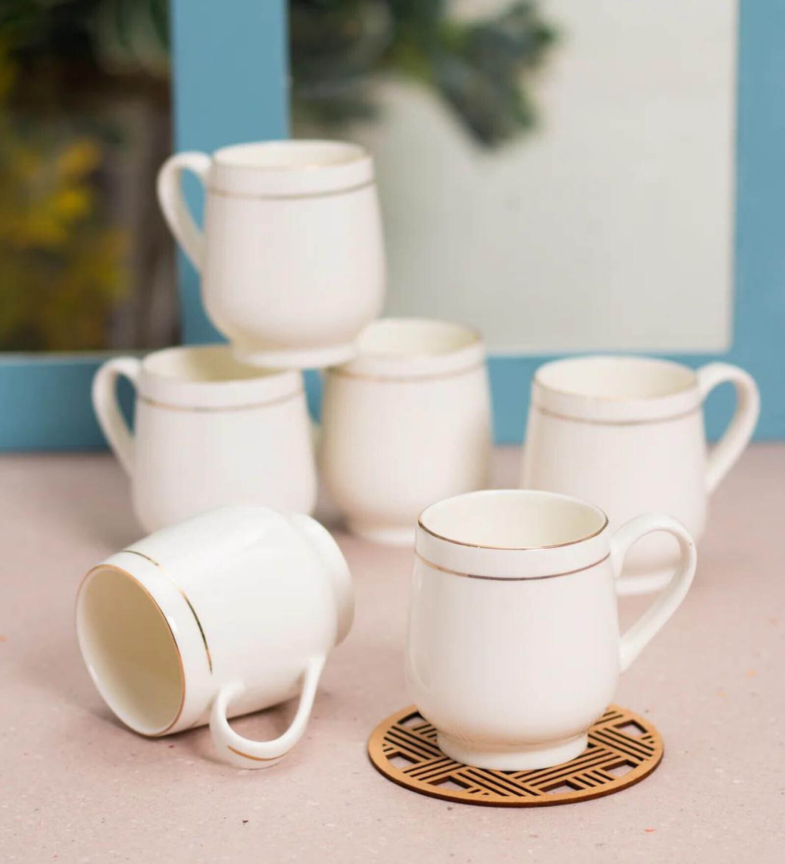 White Fine Ceramic Ira Tea Cup Set Of 6