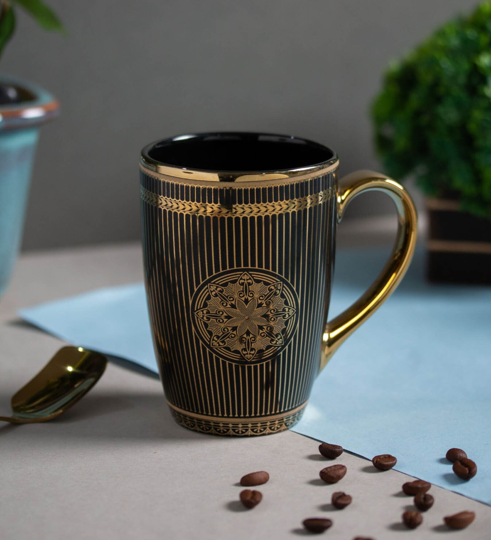 Black Fine Ceramic Orion Ebony Milk Mug 1 Piece -305 ml