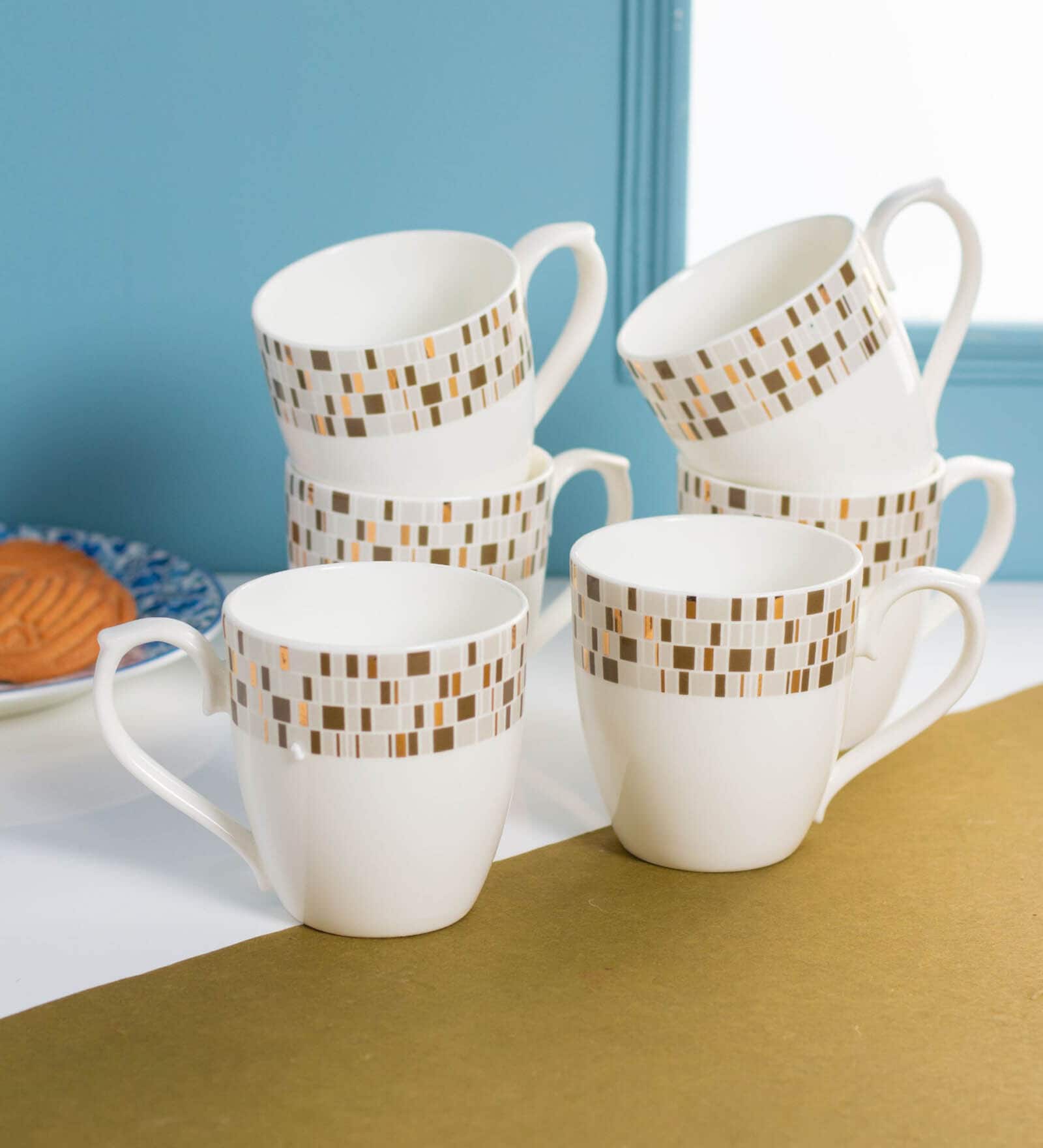 White Fine Ceramic Polo Aroma Tea Cup Set Of 6