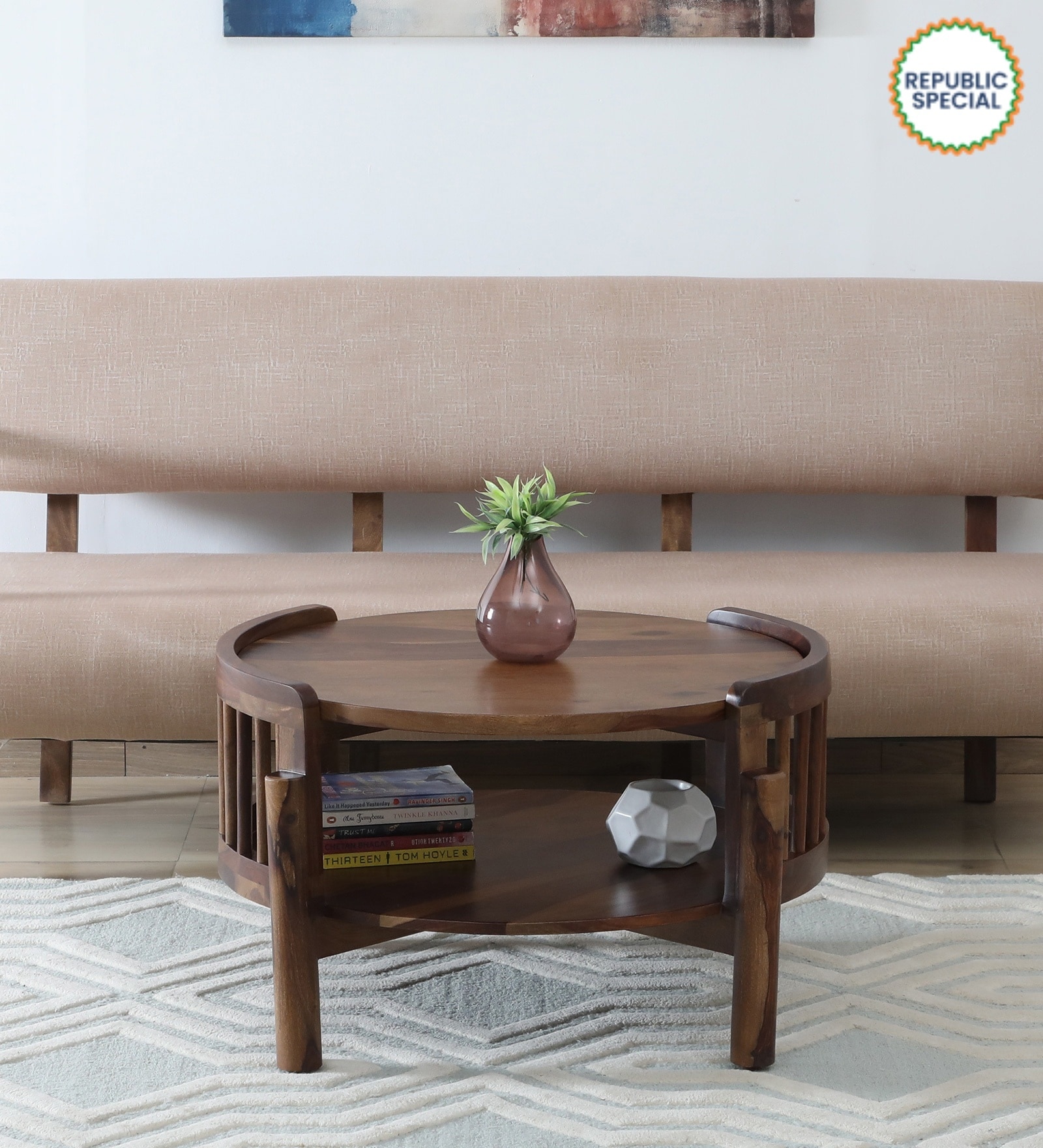 Finnmark Sheesham Wood Coffee Table In Scratch Resistant Provincial Teak Finish