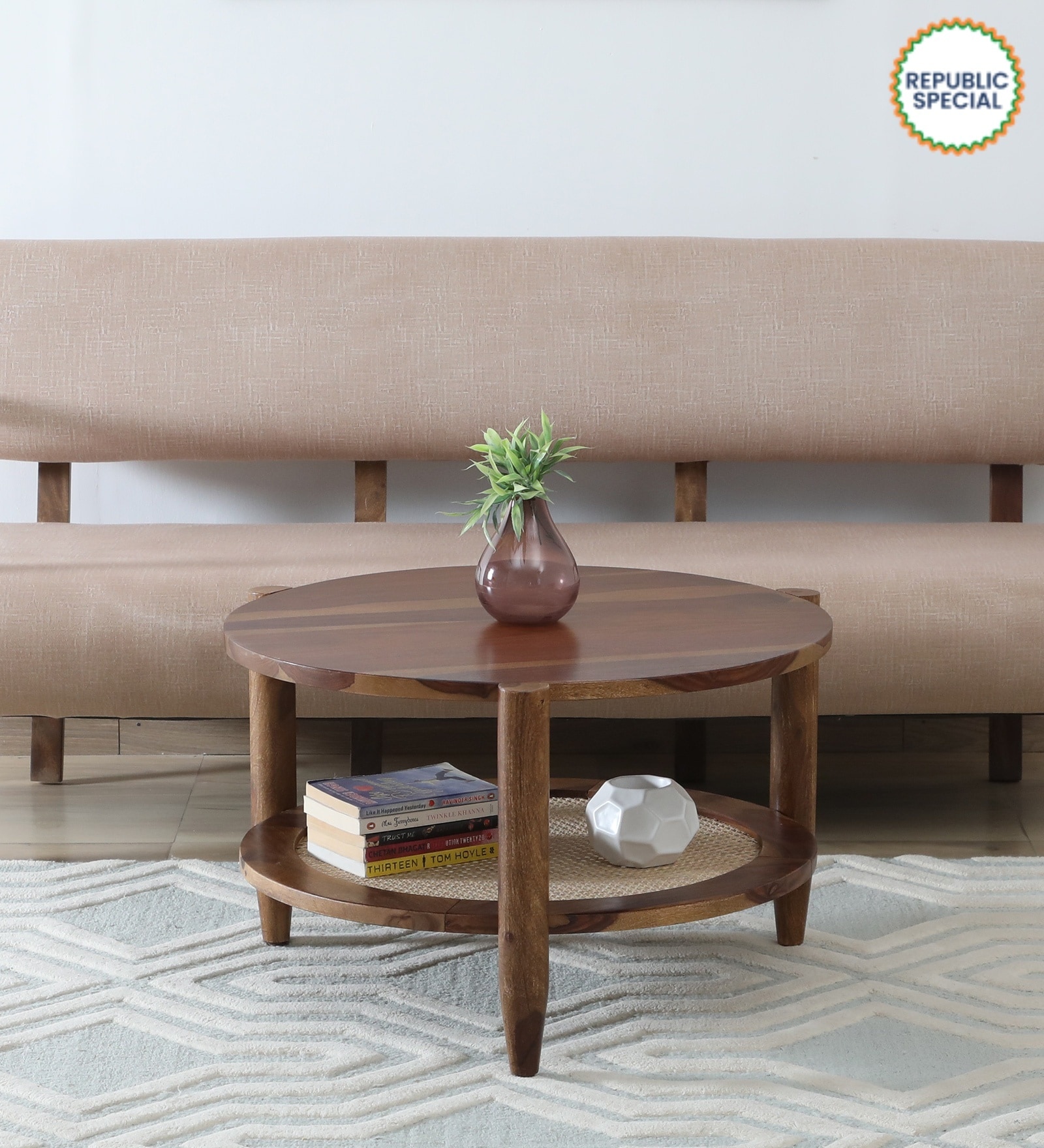 Finnmark Sheesham Wood Coffee Table In Scratch Resistant Provincial Teak Finish