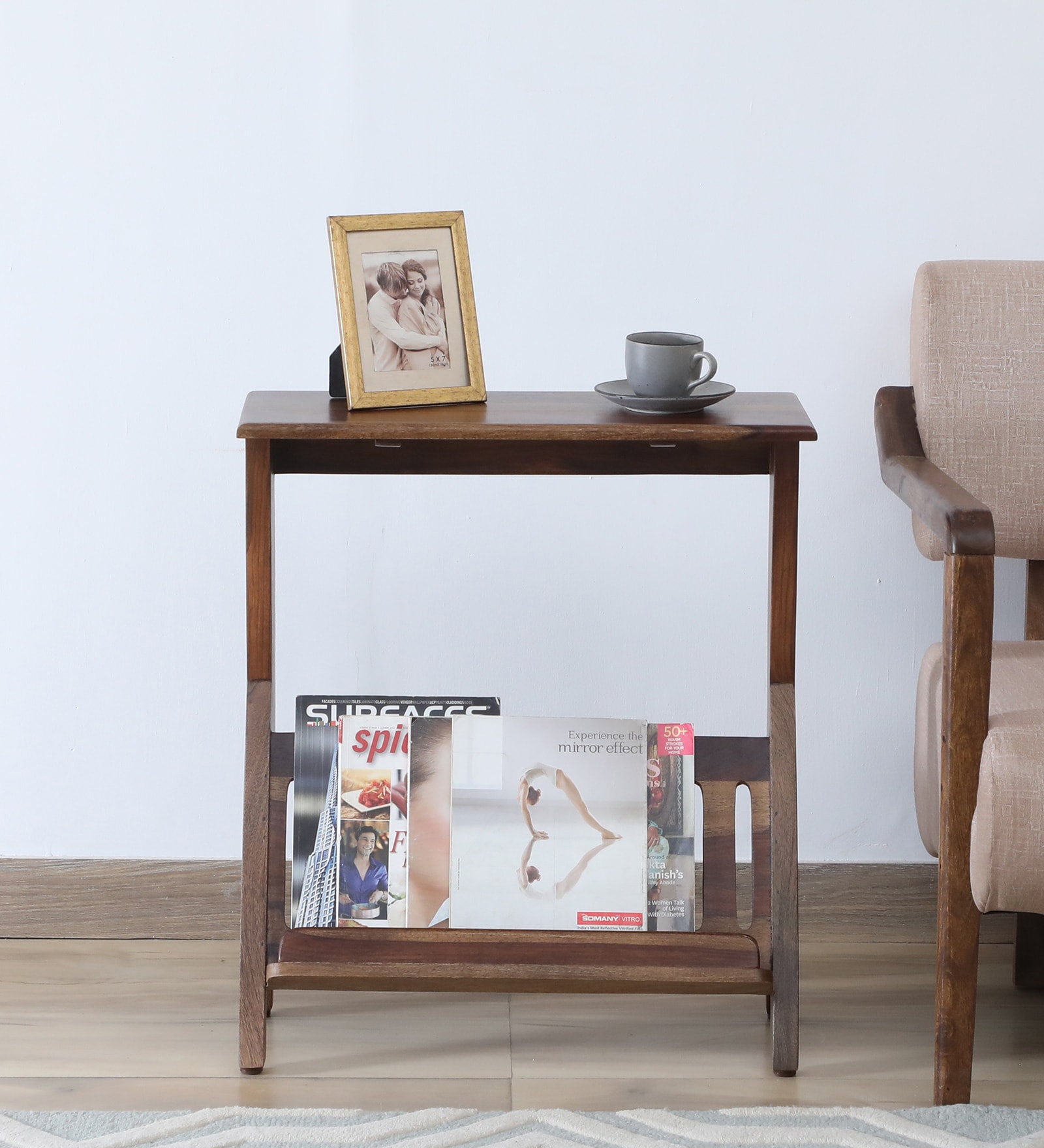 Finnmark Sheesham Wood End Table In Scratch Resistant Provincial Teak Finish