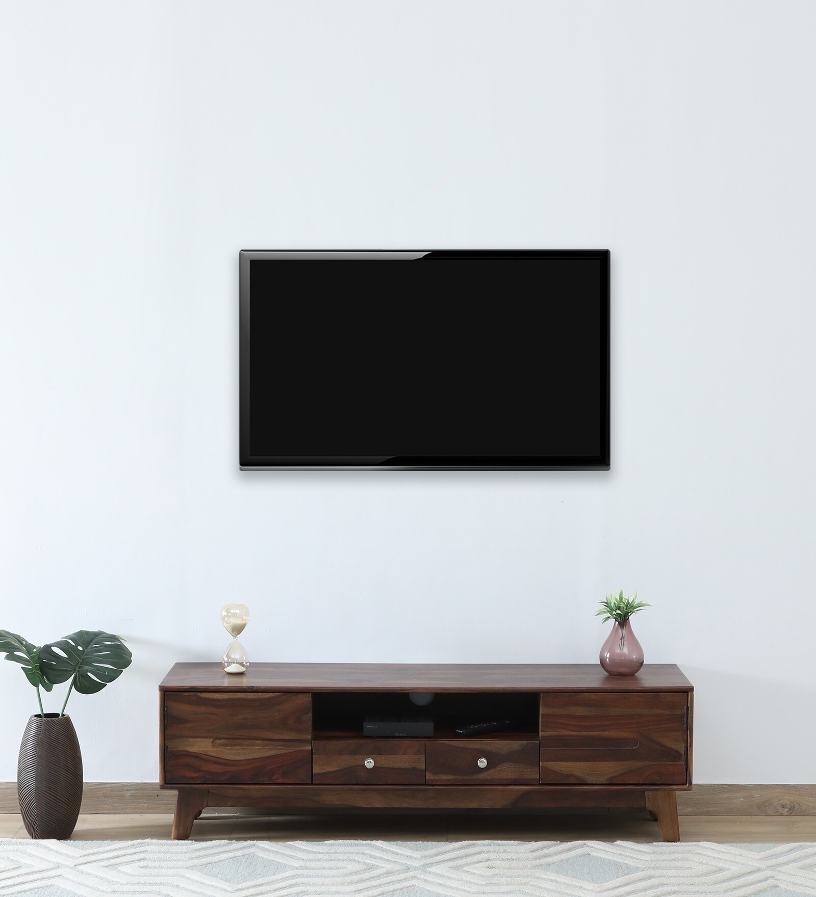 Glarus Sheesham Wood Tv Console In Scratch Resistant Provincial Teak Finish