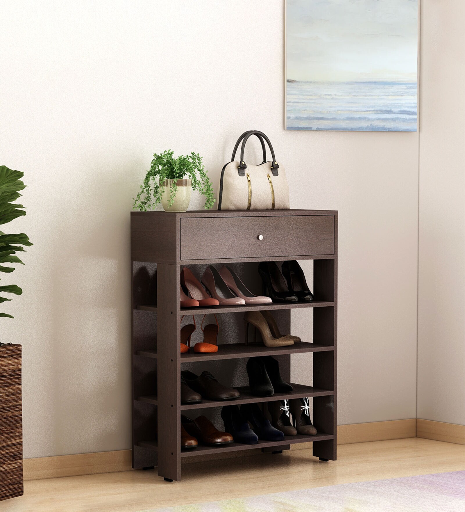 Finola Open Shoe Rack in Wenge Finish