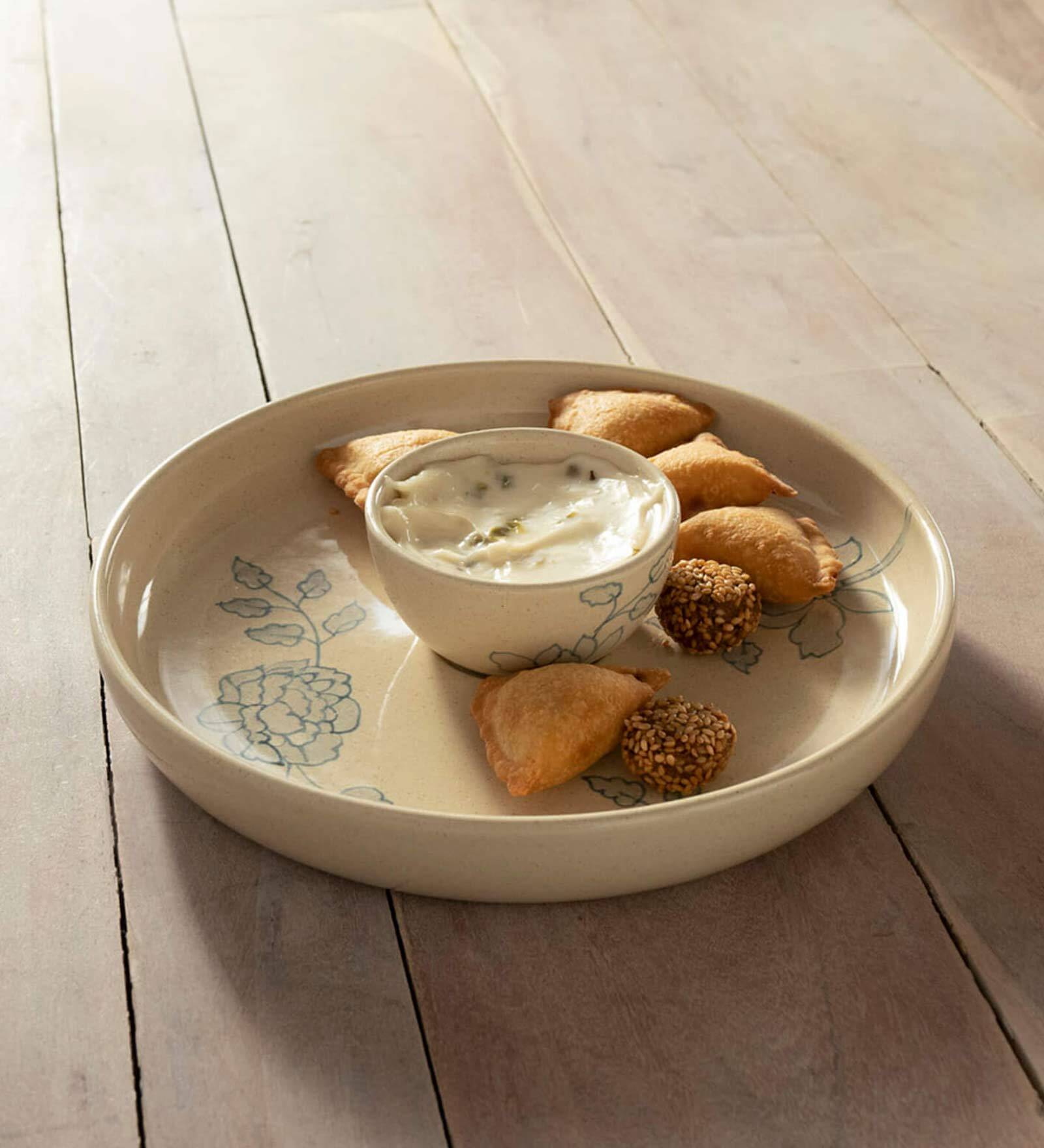 Buy Fiore White & Blue 10 Inch Ceramic Appetizer Platter at 100 OFF by