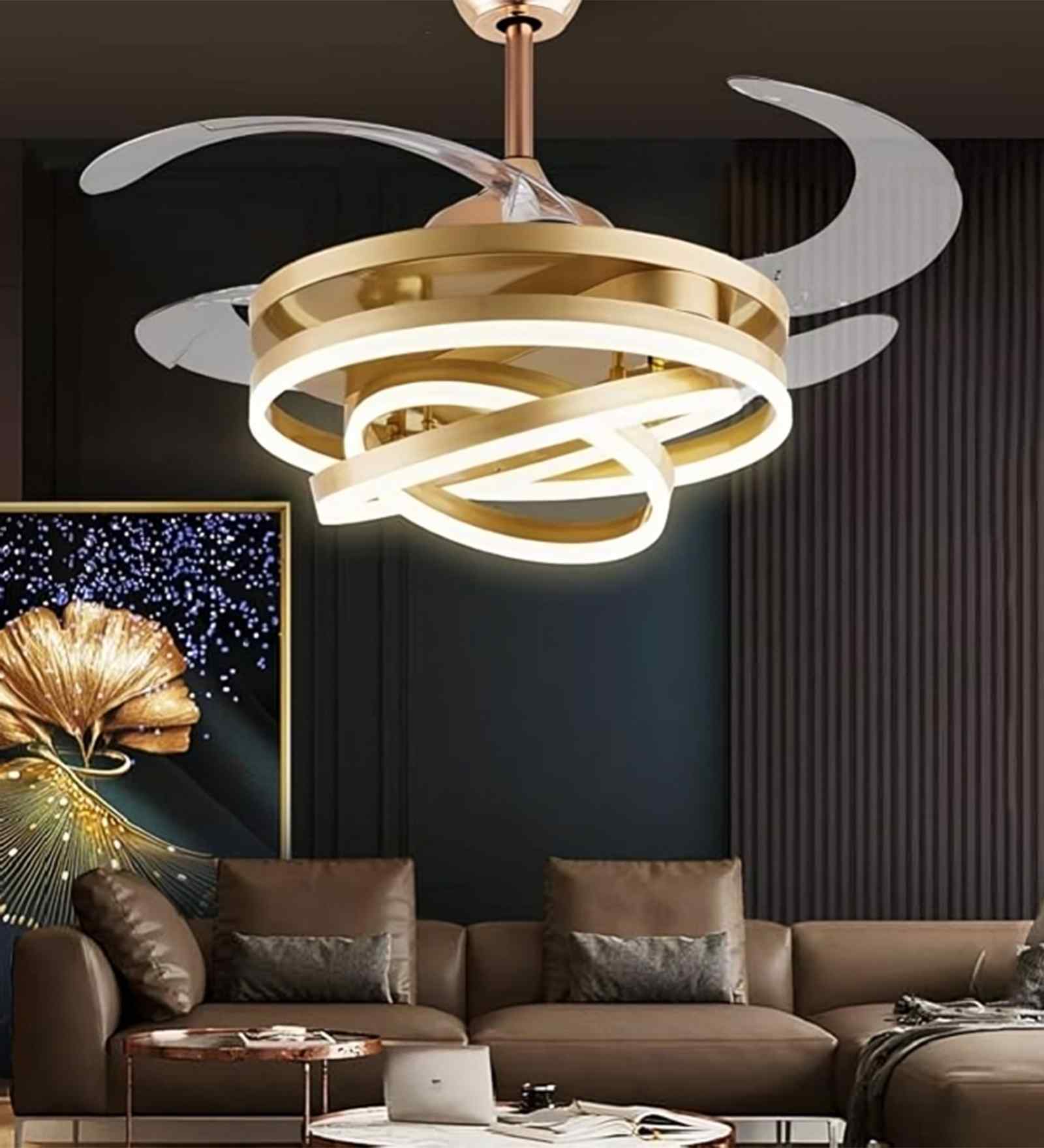 Fira Smart Fan Gold Metal , Google & Alexa Remote & App Control