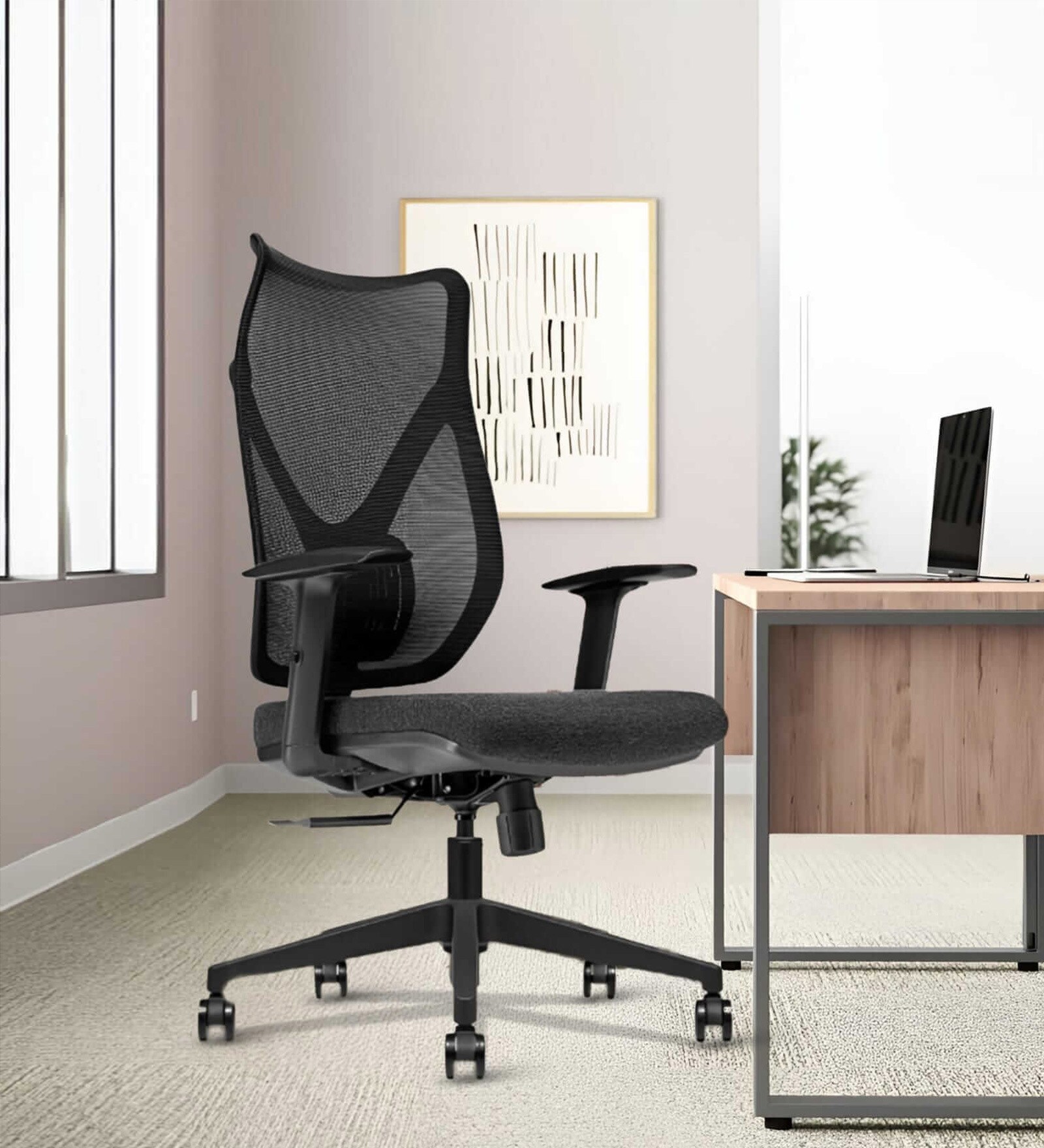 Fire Breathable Mesh Ergonomic Chair in Black Colour