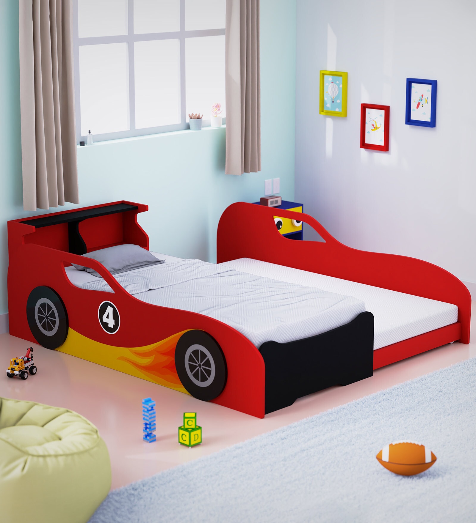 Buy Firebird Car Kids Trundle Bed In Red Colour at 20% OFF by Boingg ...