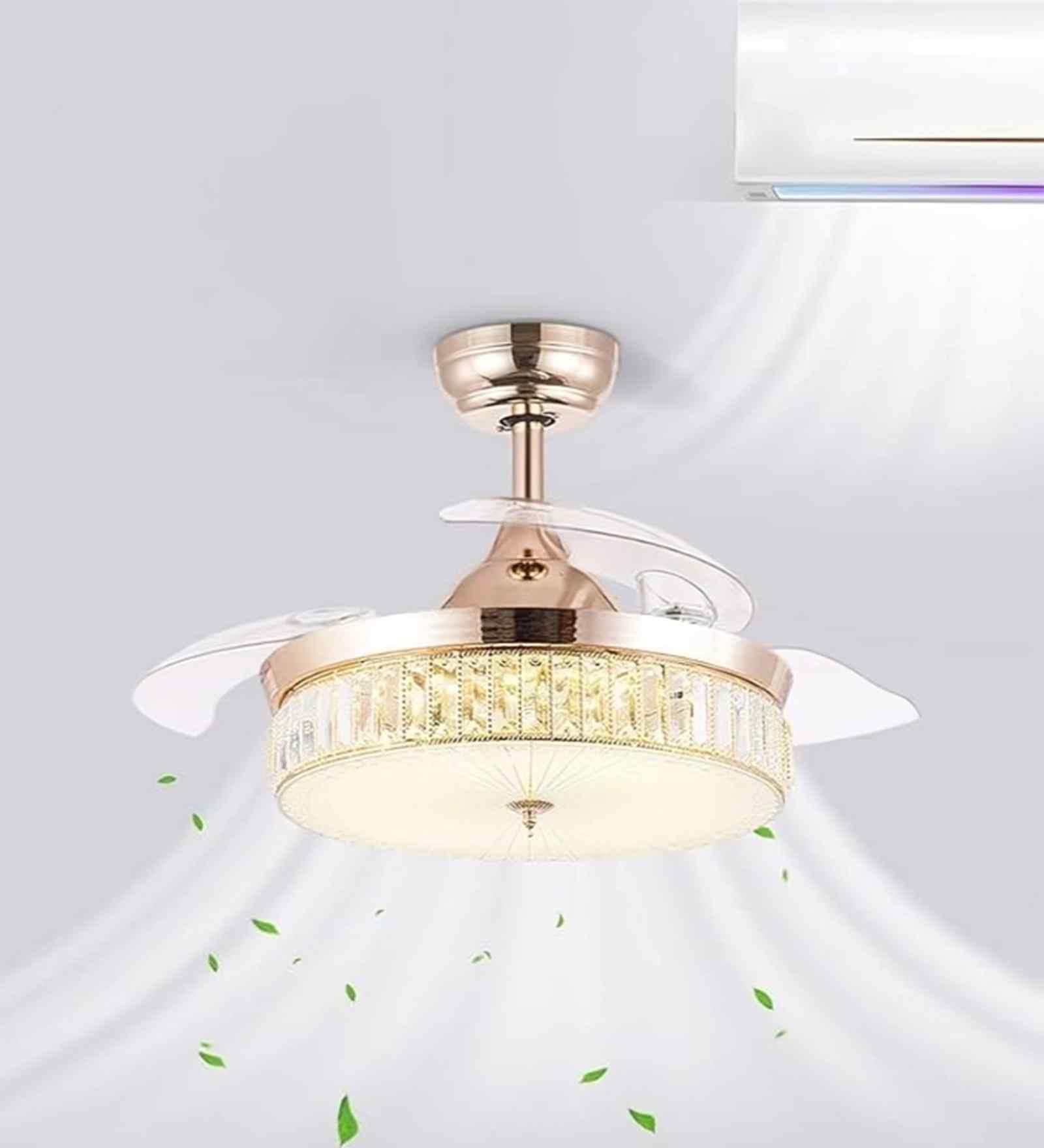 Firo Smart Fan French Gold Metal + Glass , Google & Alexa Remote & App Control