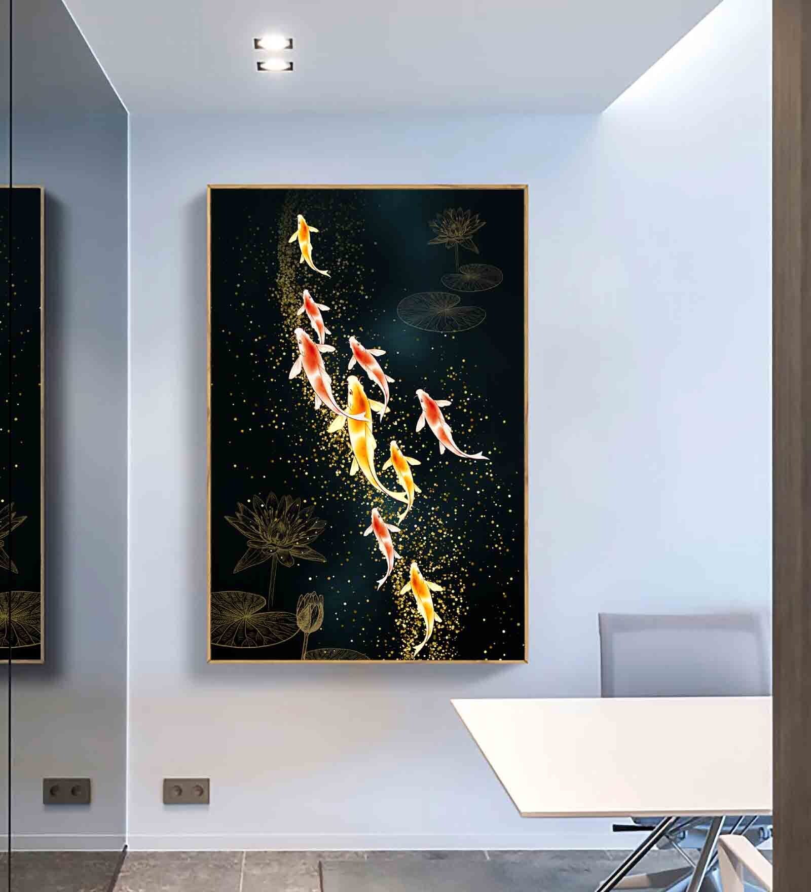 Fish Multicolour Engineered Wood Framed Canvas Wall Painting