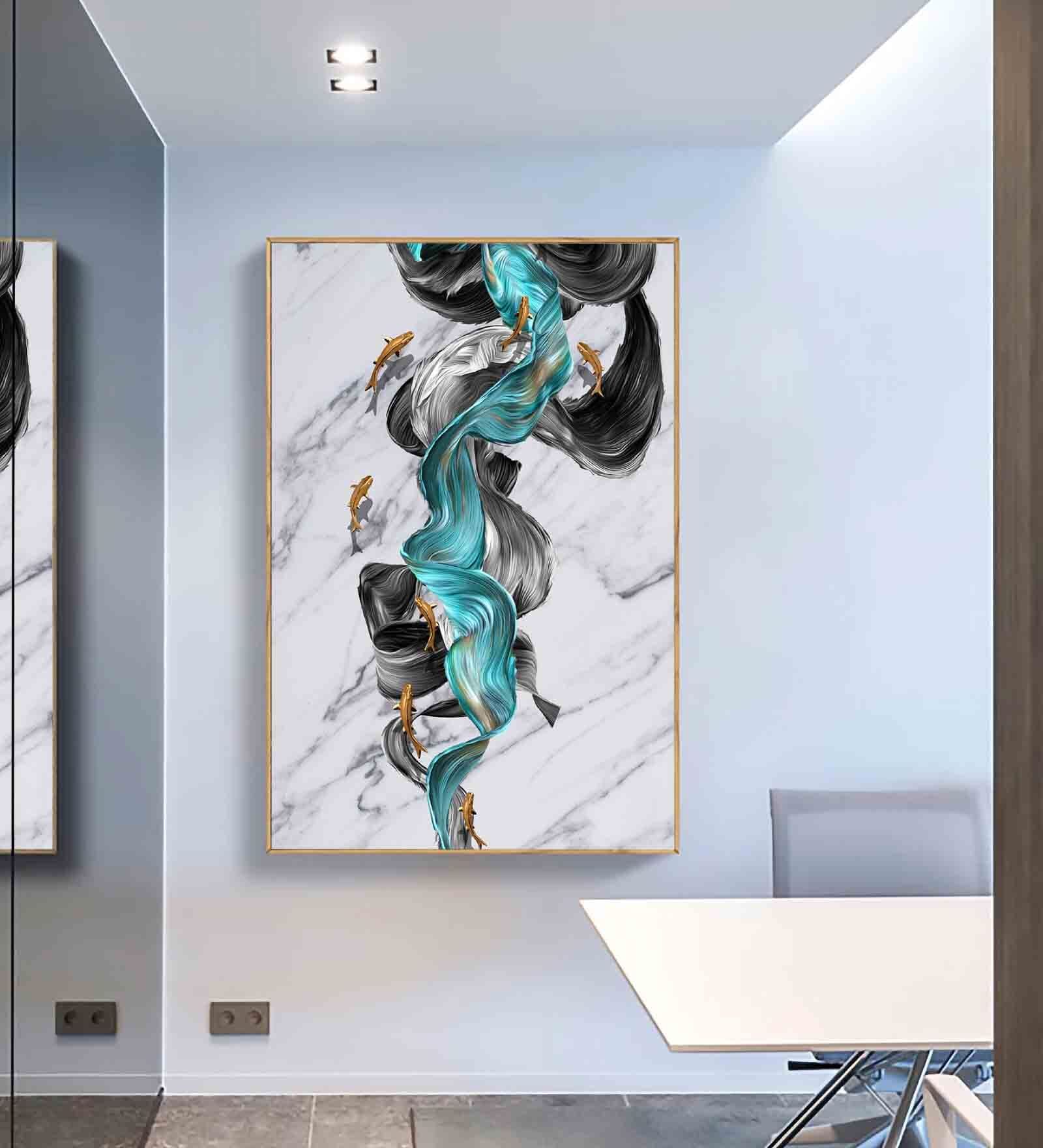 Mordern Multicolour Engineered Wood Framed Canvas Wall Painting