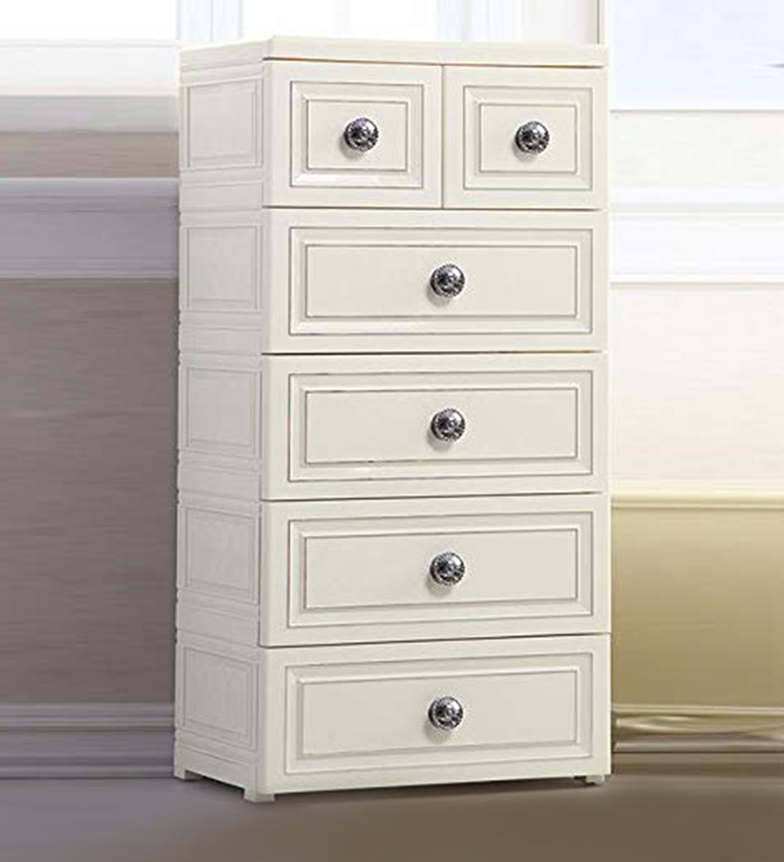 Houzie Five Layer Chest of Drawers (6 Drawers without Lock) in White
