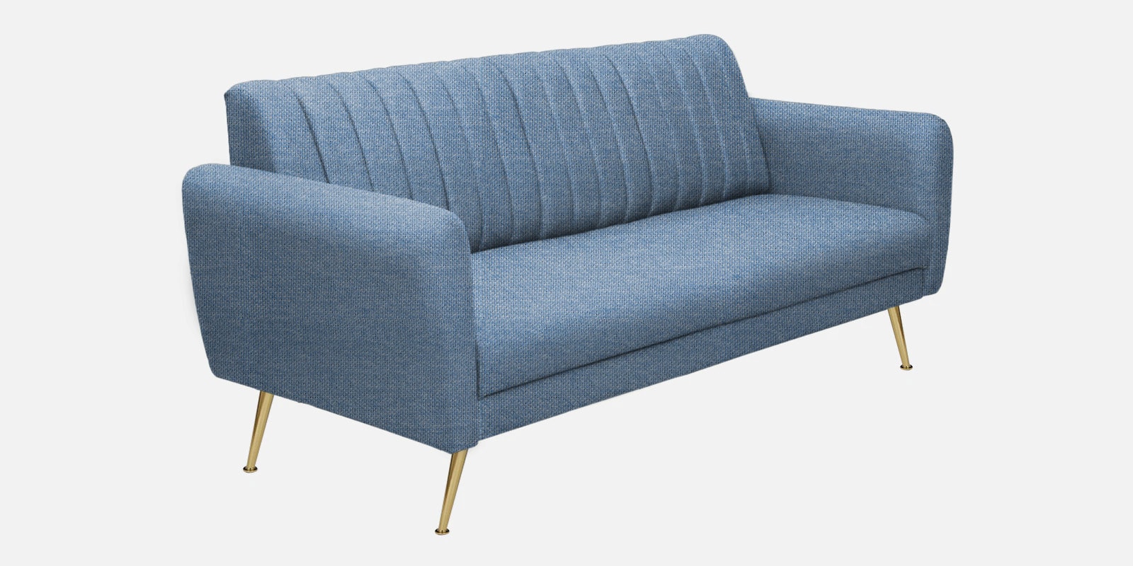 Fidel Chenille Fabric 3 Seater Sofa In Ice Blue Colour