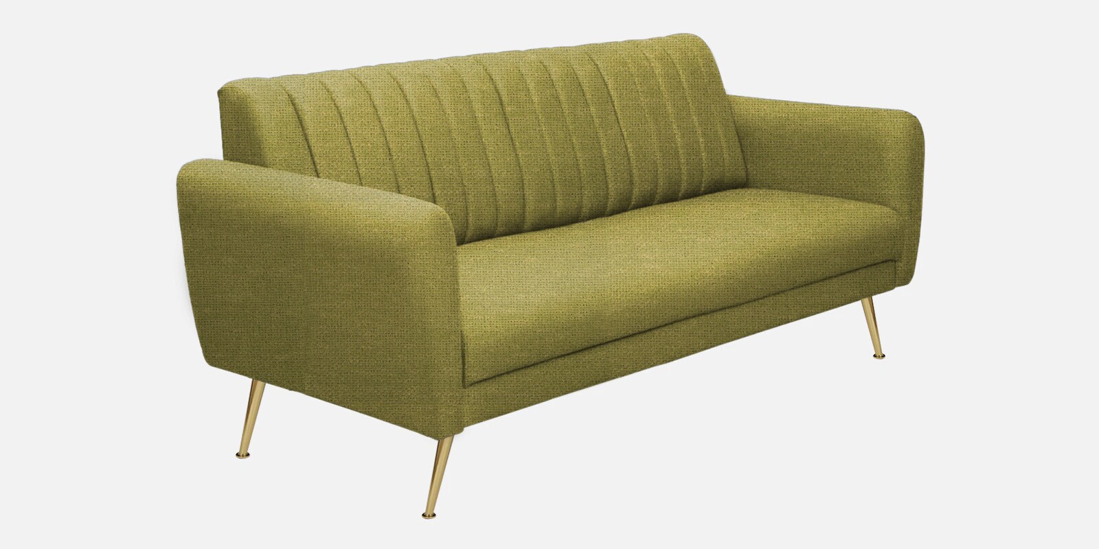 Fidel Chenille Fabric 3 Seater Sofa In Olive Green Color