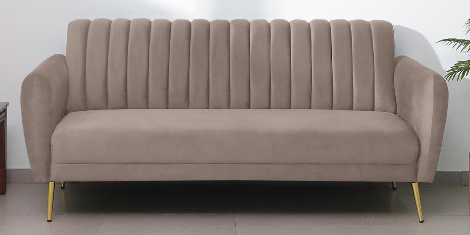 Fidel Chenille Fabric 3 Seater Sofa in Sandy Brown Colour