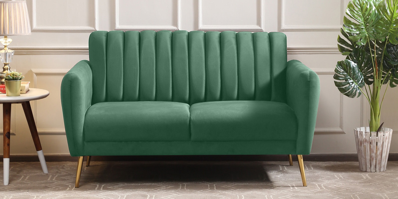 Buy Fidel Velvet 2 Seater Sofa in Mint Green Colour at 12% OFF by ...