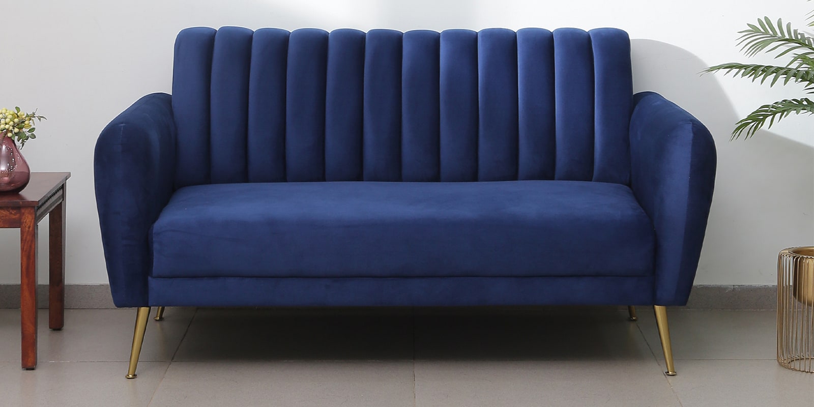 Fidel Velvet 2 Seater Sofa In Royal Blue Colour