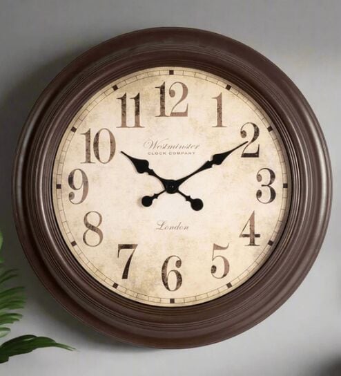 Fiber Wall Clock Numeric Big West Brown 30 Inch