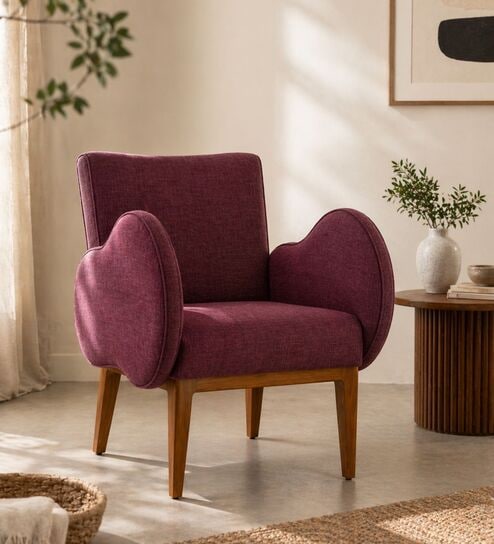 Fibo Arm Chair In Plum Red Colour