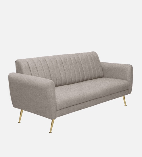 Fidel Boucle Fabric 3 Seater Sofa In Dark Grey Colour