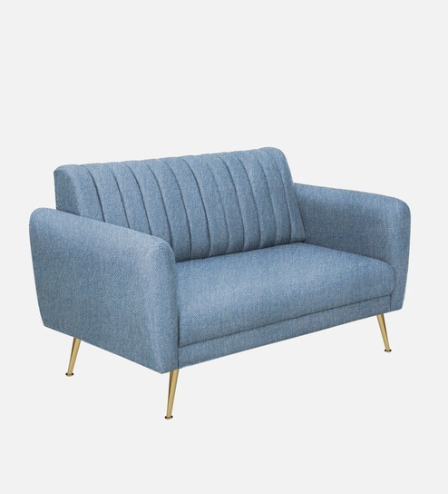 Fidel Chenille Fabric 2 Seater Sofa In Ice Blue Colour