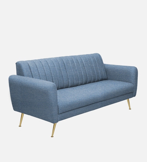 Fidel Chenille Fabric 3 Seater Sofa In Ice Blue Colour