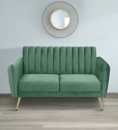 Fidel Velvet 2 Seater Sofa in Mint Green Colour