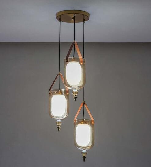 Filo Metal & Glass 3-Light Cascade Ceiling Pendant (Brass)
