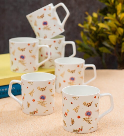 Multicolour Fine Ceramic Director Hilton Tea Cup Set Of 6 - 215 ml each