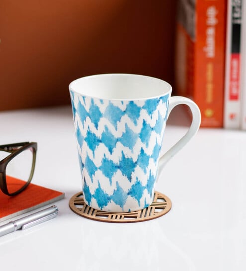 Blue Fine Ceramic Zing Milk Mug 2 Piece - 340ml