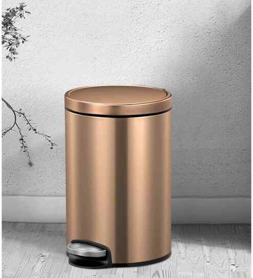 Fingerprint Resistant Step Dustbin With Liner, 12 Litres, Bronze Copper