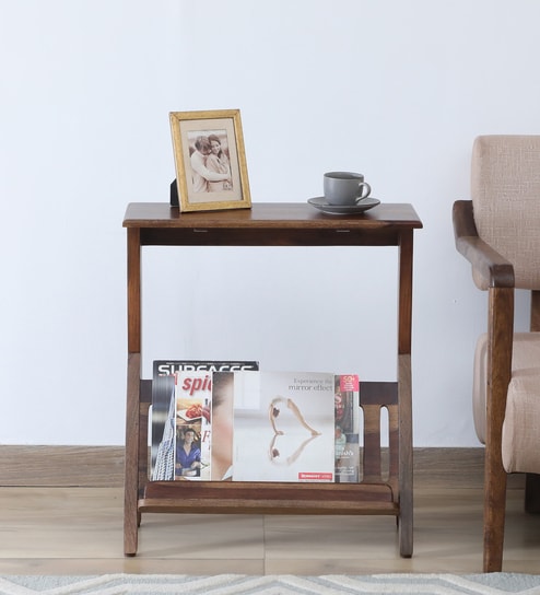 Finnmark Sheesham Wood End Table In Scratch Resistant Provincial Teak Finish