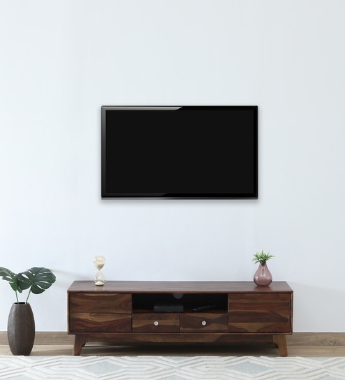 Glarus Sheesham Wood Tv Console In Scratch Resistant Provincial Teak Finish