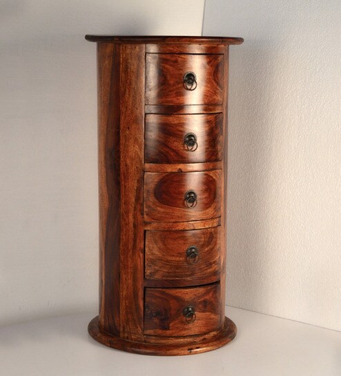 Buy Five Drawer Round Chest Of Drawers Honey Online Industrial